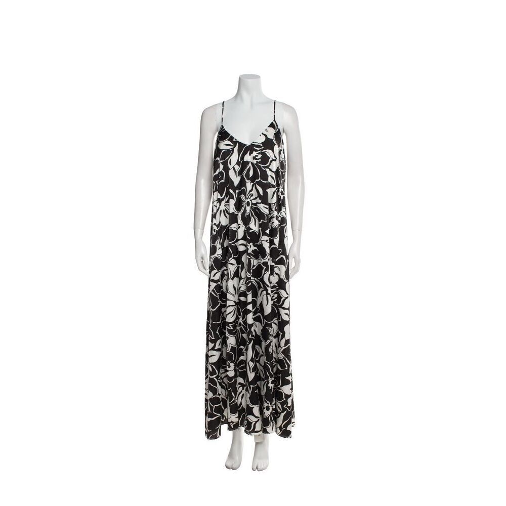 NICOLE MILLER Sleeveless Floral Print Satin Maxi Dress Sz M NWT/001